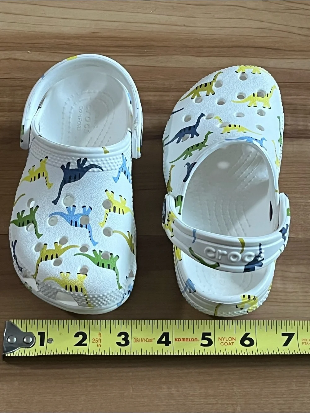 Crocs Kids Classic Dino Print Clogs White C9 Toddler Comfort Shoes